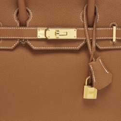 مملوكة مسبقًا Hermes Birkin 30 Gold Finish Gold Togo Leather Tote