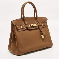 مملوكة مسبقًا Hermes Birkin 30 Gold Finish Gold Togo Leather Tote