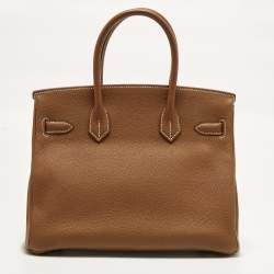 مملوكة مسبقًا Hermes Birkin 30 Gold Finish Gold Togo Leather Tote