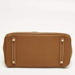 مملوكة مسبقًا Hermes Birkin 30 Gold Finish Gold Togo Leather Tote