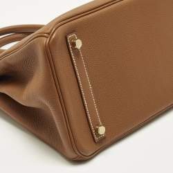 مملوكة مسبقًا Hermes Birkin 30 Gold Finish Gold Togo Leather Tote