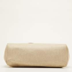 Pre Owned Hermes Herbag 31 Ecru/Natural Toile Canvas and Vache Leather Bag