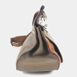 مملوكة مسبقًا Hermes Gypsiere 34 Two-Tone Crossbody Flap Shoulder Bag In Taurillon Clemence Leather  Etoupe Gold  Gray And Brown