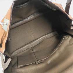 مملوكة مسبقًا Hermes Gypsiere 34 Two-Tone Crossbody Flap Shoulder Bag In Taurillon Clemence Leather  Etoupe Gold  Gray And Brown