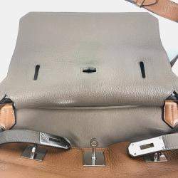 مملوكة مسبقًا Hermes Gypsiere 34 Two-Tone Crossbody Flap Shoulder Bag In Taurillon Clemence Leather  Etoupe Gold  Gray And Brown