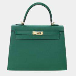 مملوكة مسبقًا Hermes Green Epsom Kelly II Sellier 25