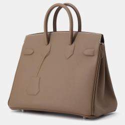 Pre Owned Hermes Birkin Shadow Etoupe Swift Leather Size 25