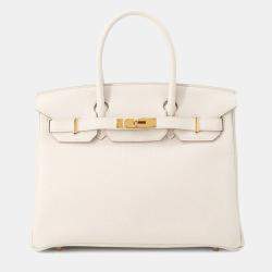 Pre Owned Hermes Birkin 30 Beton Togo Calfskin Leather Top Handle Bag