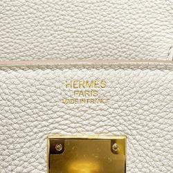 Pre Owned Hermes Birkin 30 Beton Togo Calfskin Leather Top Handle Bag