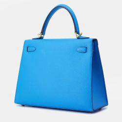 Pre Owned Hermes Kelly Sellier Blue Frida Epsom Size 25