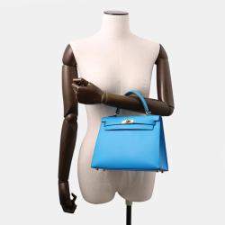 Pre Owned Hermes Kelly Sellier Blue Frida Epsom Size 25