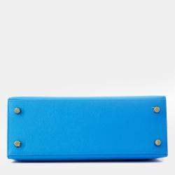 Pre Owned Hermes Kelly Sellier Blue Frida Epsom Size 25
