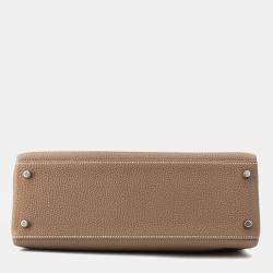 Pre Owned Hermes Kelly Retourne 32 Etoupe Togo Calfskin Leather Top Handle Bag