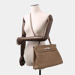 Pre Owned Hermes Kelly Retourne 32 Etoupe Togo Calfskin Leather Top Handle Bag