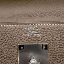 Pre Owned Hermes Kelly Retourne 32 Etoupe Togo Calfskin Leather Top Handle Bag
