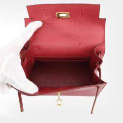 Pre Owned Hermes Mini Kelly Rouge Vif Courchevel Size 20