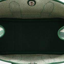 مملوكة مسبقًا Hermes Neo Garden 23 Beige Green Negonda Calfskin Leather Toile H Canvas Top Handle Bag