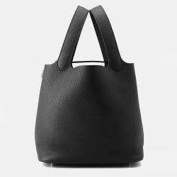 Pre Owned Hermes Picotin Lock Black Taurillon Clemence Size 22