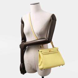 مملوكة مسبقًا Hermes Kelly Retourne Sewing Jaune Poussin Swift Leather Size 25