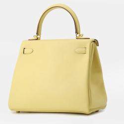 مملوكة مسبقًا Hermes Kelly Retourne Sewing Jaune Poussin Swift Leather Size 25