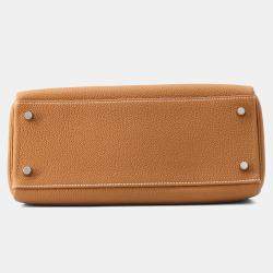 Pre Owned حقيبة هيرمس كلي ريتورني جلد توغو ذهبي مقاس 28