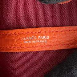 مملوكة مسبقًا Hermes Garden Party TPM Burgundy, Orange Toile H Canvas Negonda Calfskin Leather Tote Bag