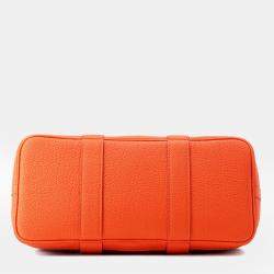 مملوكة مسبقًا Hermes Garden Party TPM Burgundy, Orange Toile H Canvas Negonda Calfskin Leather Tote Bag