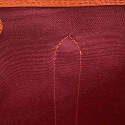 مملوكة مسبقًا Hermes Garden Party TPM Burgundy, Orange Toile H Canvas Negonda Calfskin Leather Tote Bag