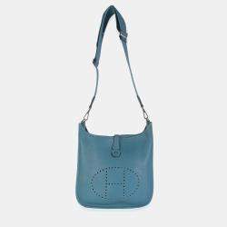 Pre Owned Hermès Blue Jean Clemence Evelyne III PM PHW