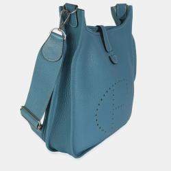 Pre Owned Hermès Blue Jean Clemence Evelyne III PM PHW