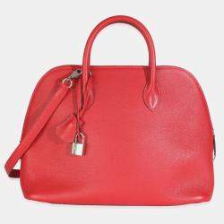 Pre Owned HermÃ¨s Rouge Pivoine Evercolor 1923 Bolide 30 PHW
