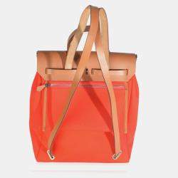 مملوكة مسبقًا Hermes Orange Mecano Fauve Military Toile Vache Hunter Herbag Backpack