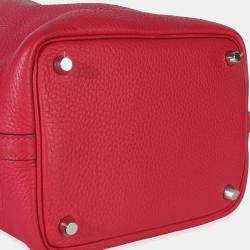 مملوكة مسبقًا Hermes Framboise Rouge Sellier Clemence Eclat Picotin 18 PHW