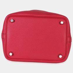 مملوكة مسبقًا Hermes Framboise Rouge Sellier Clemence Eclat Picotin 18 PHW