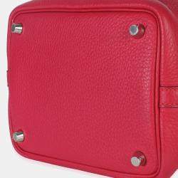 مملوكة مسبقًا Hermes Framboise Rouge Sellier Clemence Eclat Picotin 18 PHW