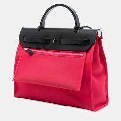 مملوكة مسبقًا حقيبة هيرميس هيرباج زيپ 31 قماش تول أسود وردي