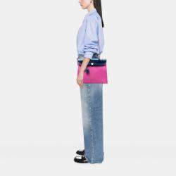 مملوكة مسبقًا حقيبة هيرمس هرباج زيبل قماش وردي أزرق 31