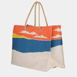 مملوكة مسبقًا Hermes Brown Toile Escale a la Plage Beach Bag
