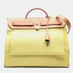 Pre Owned حقيبة هيرمس هر باج زيت سحاب بني أصفر 39