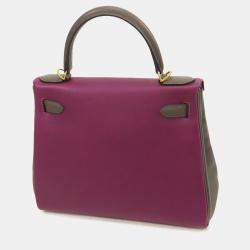 Pre Owned حقيبة هيرمس كيلي رتورن إيفركالور طلب خاص بني بنفسجي 28