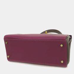 Pre Owned حقيبة هيرمس كيلي رتورن إيفركالور طلب خاص بني بنفسجي 28