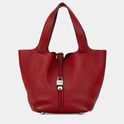 Pre Owned Hermes Red Clemence Picotin Lock 22