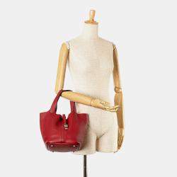 Pre Owned Hermes Red Clemence Picotin Lock 22