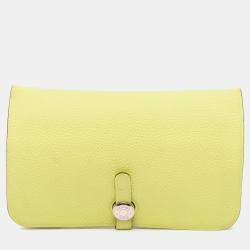 Pre Owned Hermes Yellow Togo Dogon Duo Wallet GM