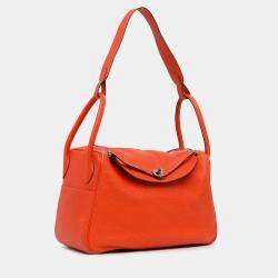 Pre Owned Hermes Orange Clemence Lindy 34
