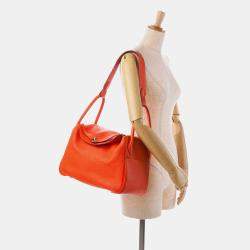 Pre Owned Hermes Orange Clemence Lindy 34