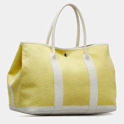 مملوكة مسبقًا Hermes White Yellow Toile and Negonda Garden Party 36