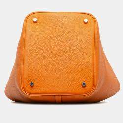 Pre Owned Hermes Orange Clemence Picotin Lock 22