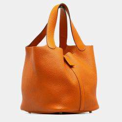Pre Owned Hermes Orange Clemence Picotin Lock 22
