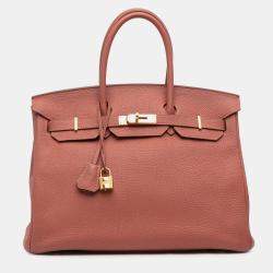 مملوكة مسبقًا Hermes Gold Pink Togo Birkin Retourne 35
